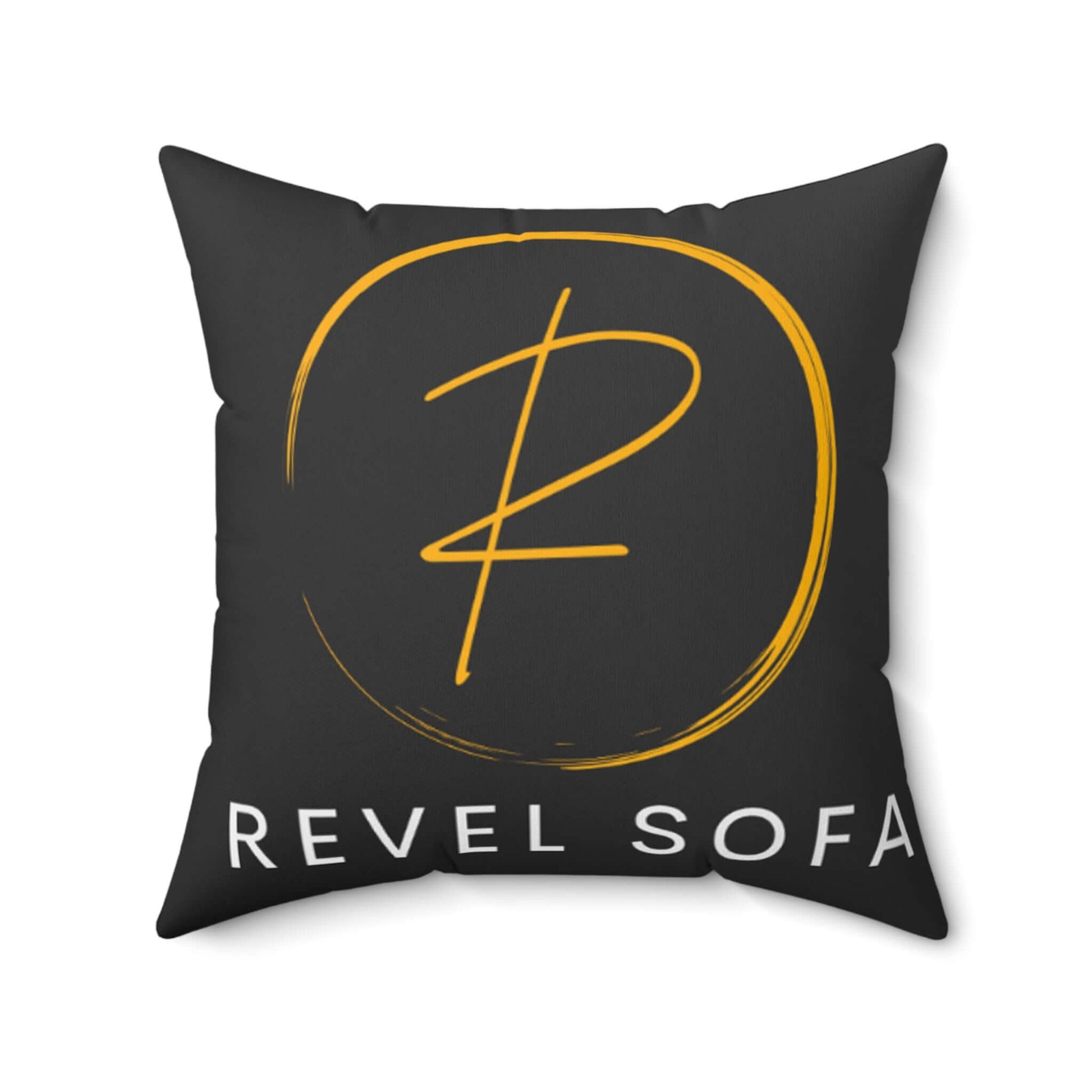 Spun Polyester Square Pillow Revel Logo In Black - Revel Sofa 