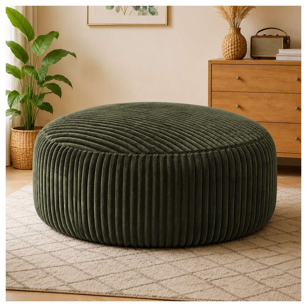Selwyn Corduroy Bean Bag Chair in Green