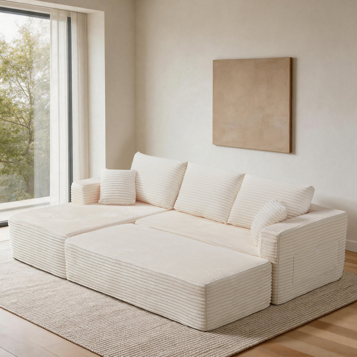 Emberly Modular Sectional Sofa Beige L-Shape