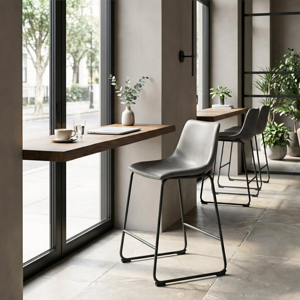 Smart Counter Stool (Set of 2) in Charcoal