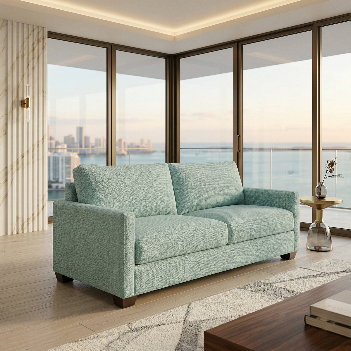 Damon American-Made Sofa – 92" Custom-Fabric Sofa - Leslie Robins Egg - Fabric (1)