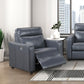 Haddon power reclining sofa, loveseat and chair set in navy faux leather