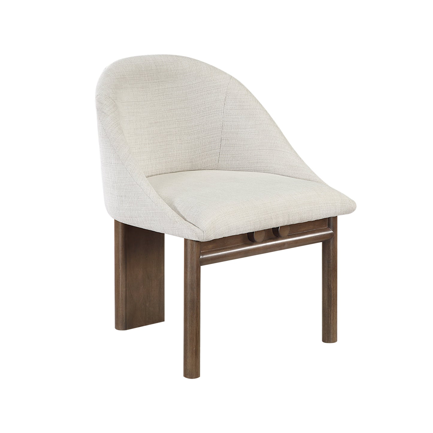 Ouida Beige Linen Side Chair Set – 32" Bent Wood Chairs (Set of 2)