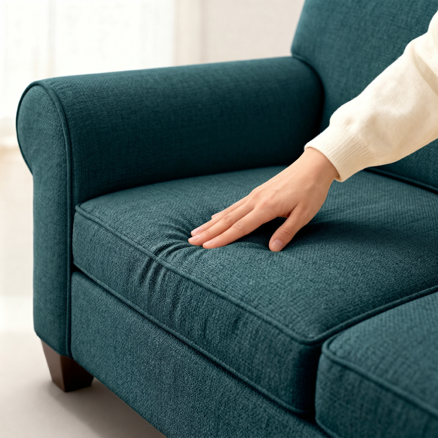 Augusta Sofa – Made in USA, Custom Fabric Options, 83" Classic Design - Hepburn Teal - Fabric (11)