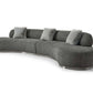 150" Dark Gray Boucle Curved Sofa with Toss Pillows – Modern Armless Design in plush boucle fabric, elegant and sophisticated.