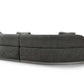 150" Dark Gray Boucle Curved Sofa with Toss Pillows – Modern Armless Design in soft textured upholstery.