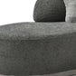150" Dark Gray Boucle Curved Sofa with Toss Pillows – Modern Armless Design showcasing soft texture and sculptural design