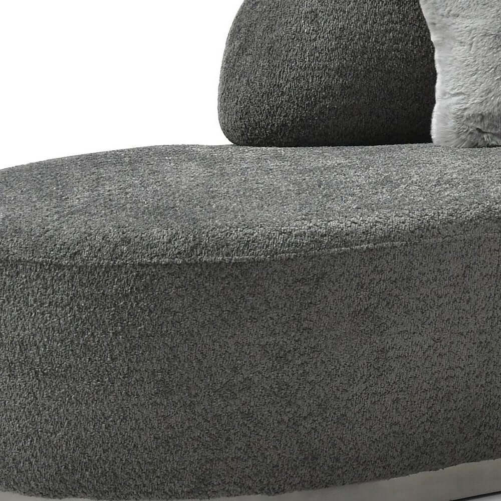150" Dark Gray Boucle Curved Sofa with Toss Pillows – Modern Armless Design showcasing soft texture and sculptural design