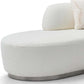 150" Boucle Curved Sofa with Toss Pillows – Modern Armless Design in soft textured upholstery.