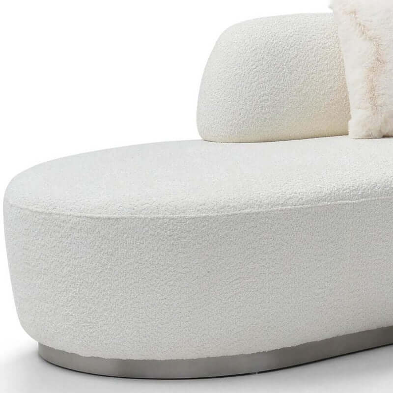 150" Boucle Curved Sofa with Toss Pillows – Modern Armless Design in soft textured upholstery.