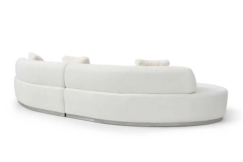 150" Boucle Curved Sofa with Toss Pillows – Modern Armless Design showcasing a stylish, curved silhouette.