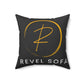 Spun Polyester Square Pillow Revel Logo In Black - Revel Sofa 