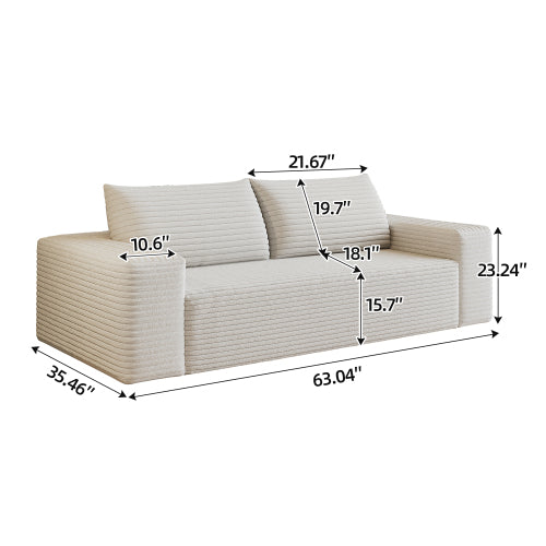 Modern Corduroy Deep Seat Loveseat Sofa – Comfy Couch (4 Colors and 3 Sizes)