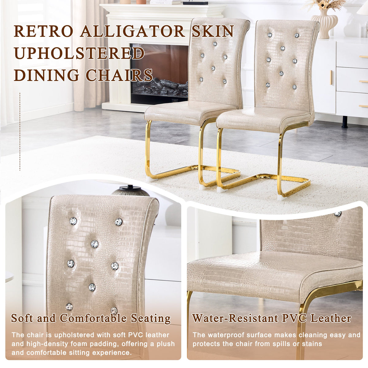 Kinsey Beige, Gold Legs, Set of 4