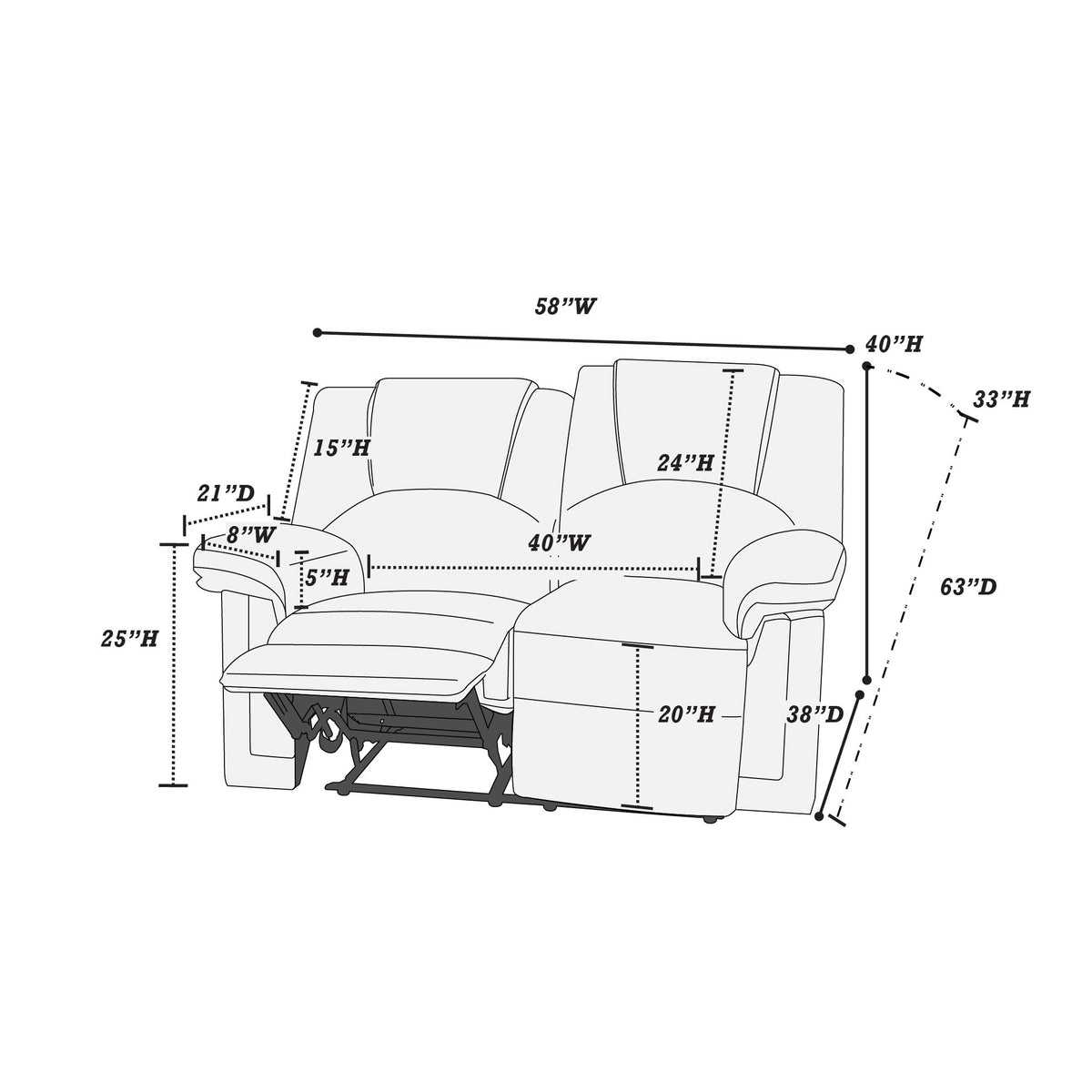 Brennan Black Bonded Leather Reclining Sofa & Loveseat Set