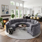Harlan Curved Modular Sectional Sofa – Chenille, Solid Wood Frame, 4 Colors - Dark Gray (3)