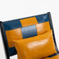 Marnie Boho Lounge Accent Chair – Mid-Century Side Chair in PU Leather - Blue+Yellow (9)