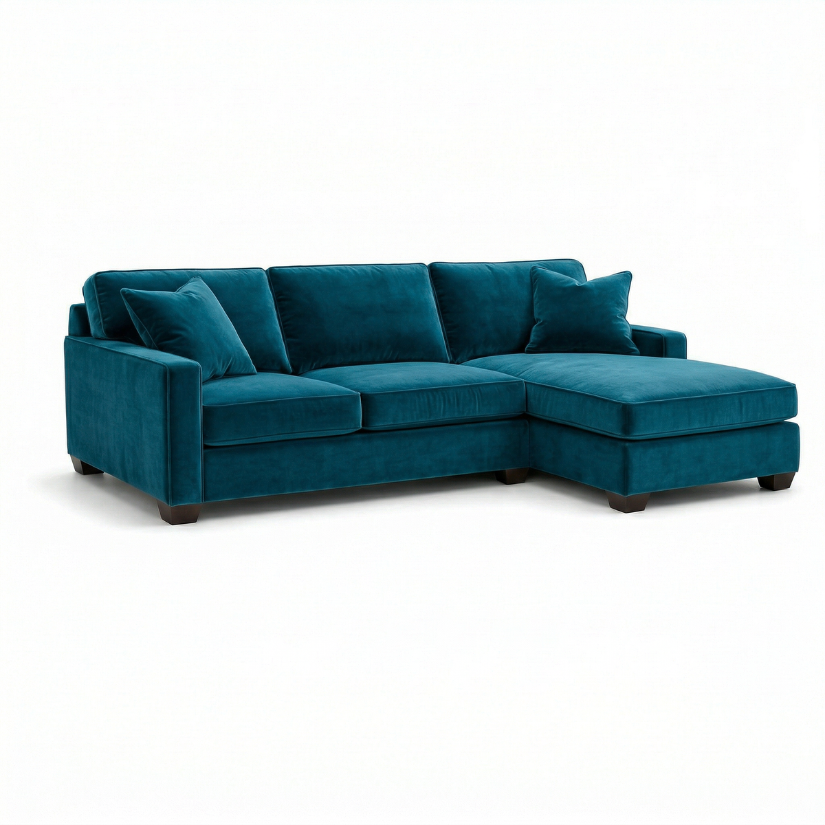 Clifford L-Shaped Sectional Sofa – Made in USA, 9 Fabric Options - Velvet Antique Peacock - Velvet (3)