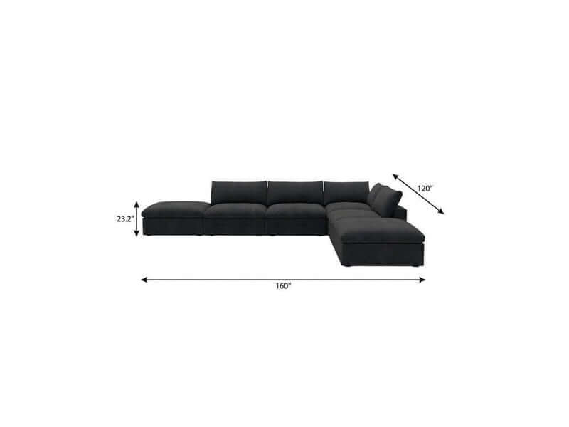 160" Linen Blend Modular Sofa With Storage Ottomans | Modern Sectional