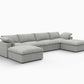 160" White Linen Blend Modular Sofa With Ottomans Toss Pillows And Storage in a stylish modern design.