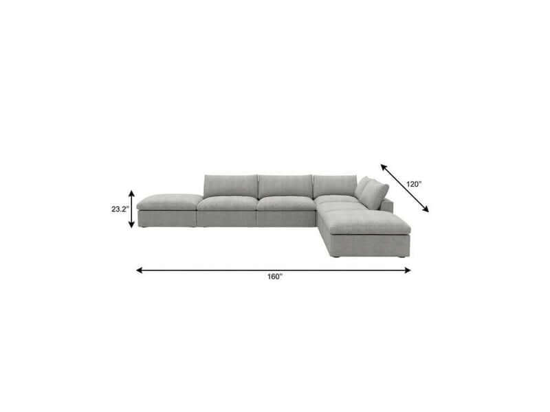 160" Linen Blend Modular Sofa With Storage Ottomans | Modern Sectional