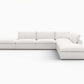 160" White Linen Blend Modular Armless Sofa With Ottomans And Storage in a stylish L-shape design