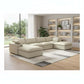 160" White Linen Blend Modular Sofa With Ottomans Toss Pillows And Storage in a modern living room setting.