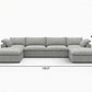 160" White Linen Blend Modular Sofa With Ottomans Toss Pillows And Storage, dimensions 160x80x23.2 inches.
