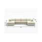 160" White Linen Blend Modular Sofa With Ottomans Toss Pillows And Storage dimensions and design view