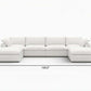 160" White Linen Blend Modular Sofa With Ottomans Toss Pillows And Storage dimensions and modern design overview.