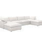 160" White Linen Blend Modular Sofa With Ottomans Toss Pillows And Storage in modern living room setup.