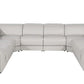Light Gray Italian Leather Power Reclining U Shaped Eight Piece Corner Sectional With Console.