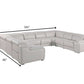 Light Gray Italian Leather Power Reclining U Shaped Eight Piece Corner Sectional With Console dimensions image