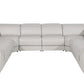 Light Gray Italian Leather Power Reclining U Shaped Eight Piece Corner Sectional With Console