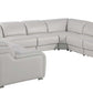 Light Gray Italian Leather Power Reclining U Shaped Eight Piece Corner Sectional With Console
