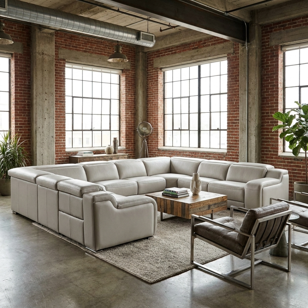 161" Italian Leather Power Reclining U-Shaped Sectional with Console, USB Ports & Top Grain Leather