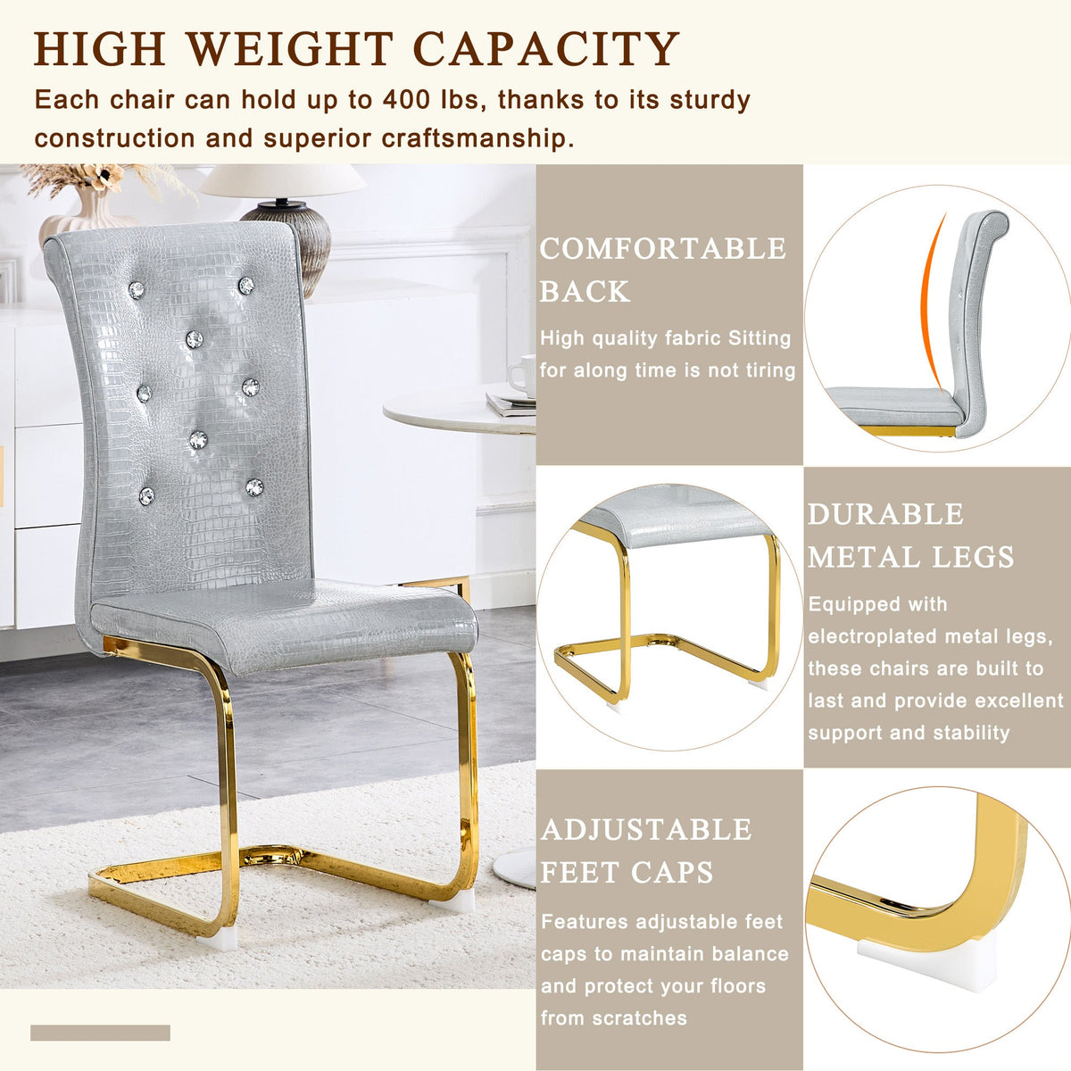 Kinsey Gray, Gold Legs, Set of 4