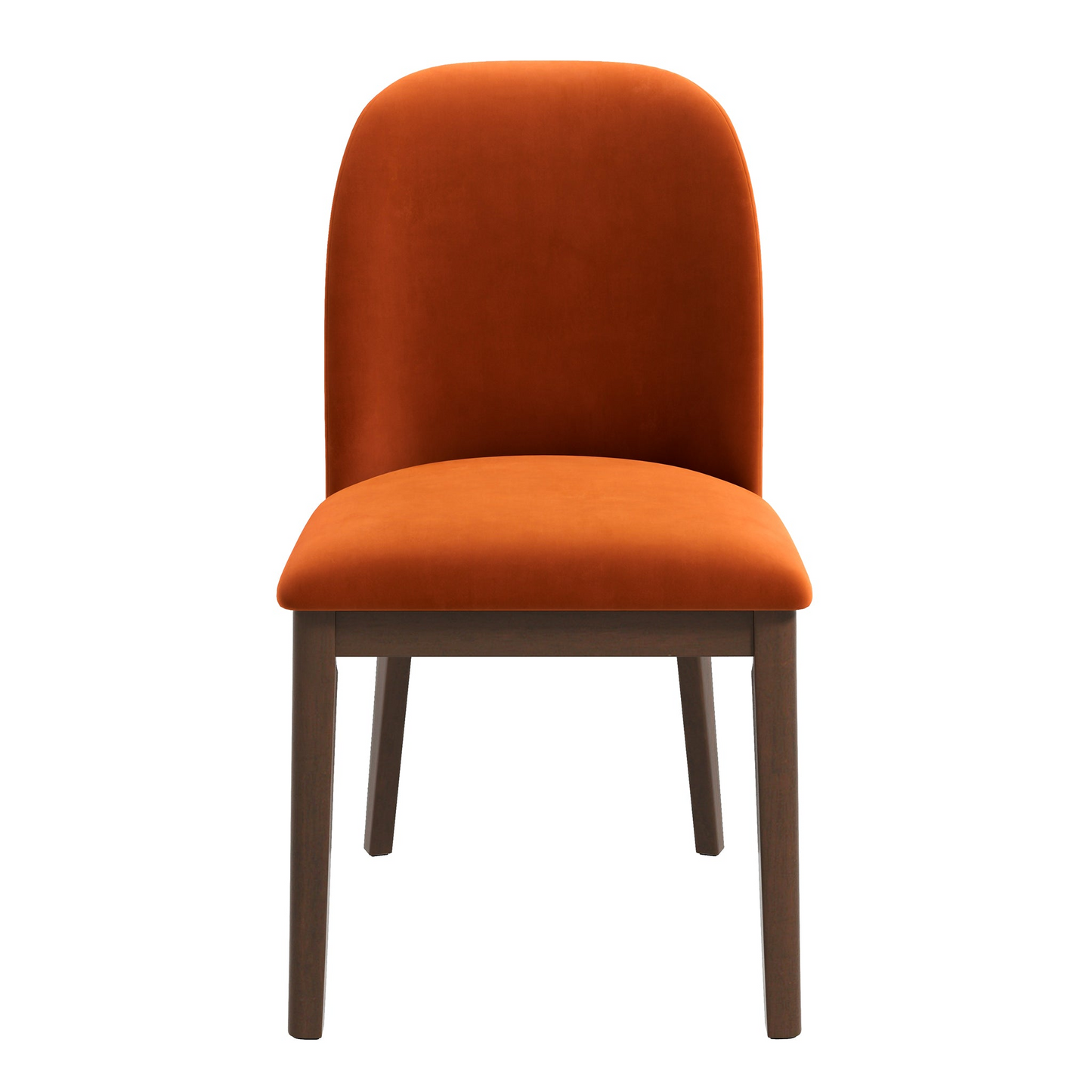 Kaitlyn Burnt Orange Velvet Dining Chairs – 33" Mid-Century Chair with Wood Legs (Set of 2)