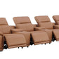 175" Chestnut Italian Leather Power Reclining Sofa with USB | Luxury Modular Couch in modern living room setting.