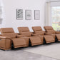 175" Chestnut Italian Leather Power Reclining Sofa with USB | Luxury Modular Couch in modern living room setting.