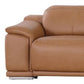 175" Chestnut Italian Leather Power Reclining Sofa with USB | Luxury Modular Couch armrest detail in chestnut leather