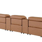 175" Chestnut Italian Leather Power Reclining Sofa with USB | Luxury Modular Couch in sleek chestnut leather.