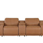 175" Chestnut Italian Leather Power Reclining Sofa with USB | Luxury Modular Couch in rich chestnut leather.