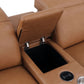 175" Chestnut Italian Leather Power Reclining Sofa with USB | Luxury Modular Couch center console with storage and cup holder