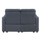 Haddon power reclining sofa, loveseat and chair set in navy faux leather