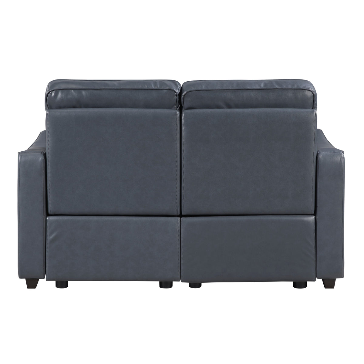Haddon power reclining sofa, loveseat and chair set in navy faux leather