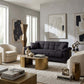 Bramwell Microfiber Convertible Sofa styled in a contemporary living room