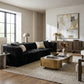 Fenwick Black Faux Fur Modular Sofa and Loveseat styled in a contemporary living room
