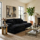 Sabine Faux Fur Double Chaise Sofa styled in a contemporary living room