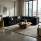 Kellan Faux Fur 5-Piece L-Sectional Sofa styled in a contemporary living room